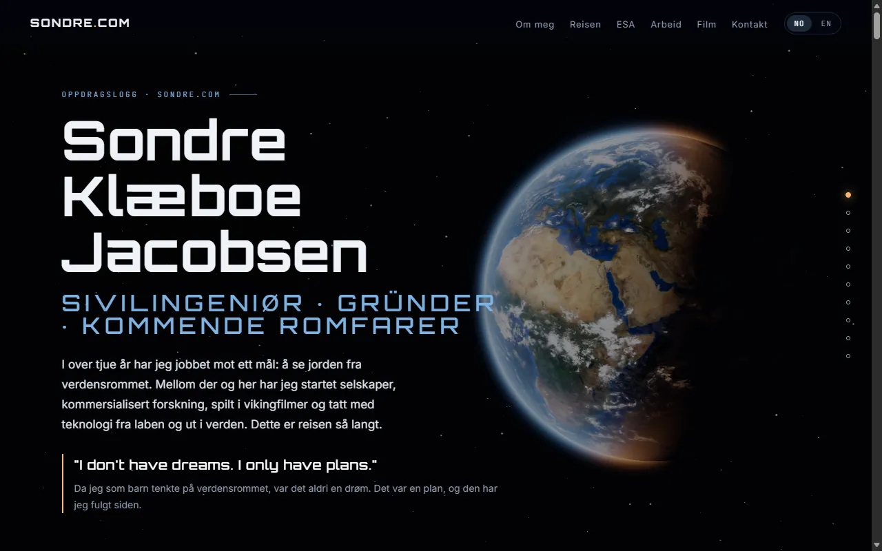 The front page of sondre.com